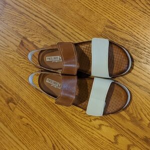 PIKOLINOS  Brown White Leather Sandals Size 39 / US 8.5 NEW